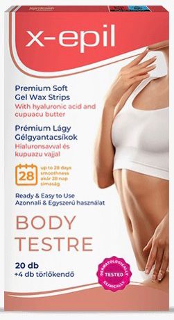 X-Epil Premium Soft Gel Wax Strips With Hyaluronic Acid And Capuacu Butter For Body - 20 pcs
