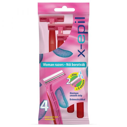 X-epil Disposable woman razors with twin blade 4pcs/pack
