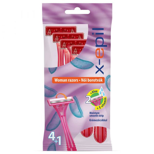 X-epil Disposable woman razors with twin blades 4+1pcs/pack