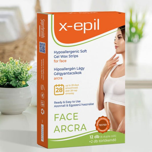 X-epil Hypoallergenic Gel Wax Strips for Face - 12 pcs